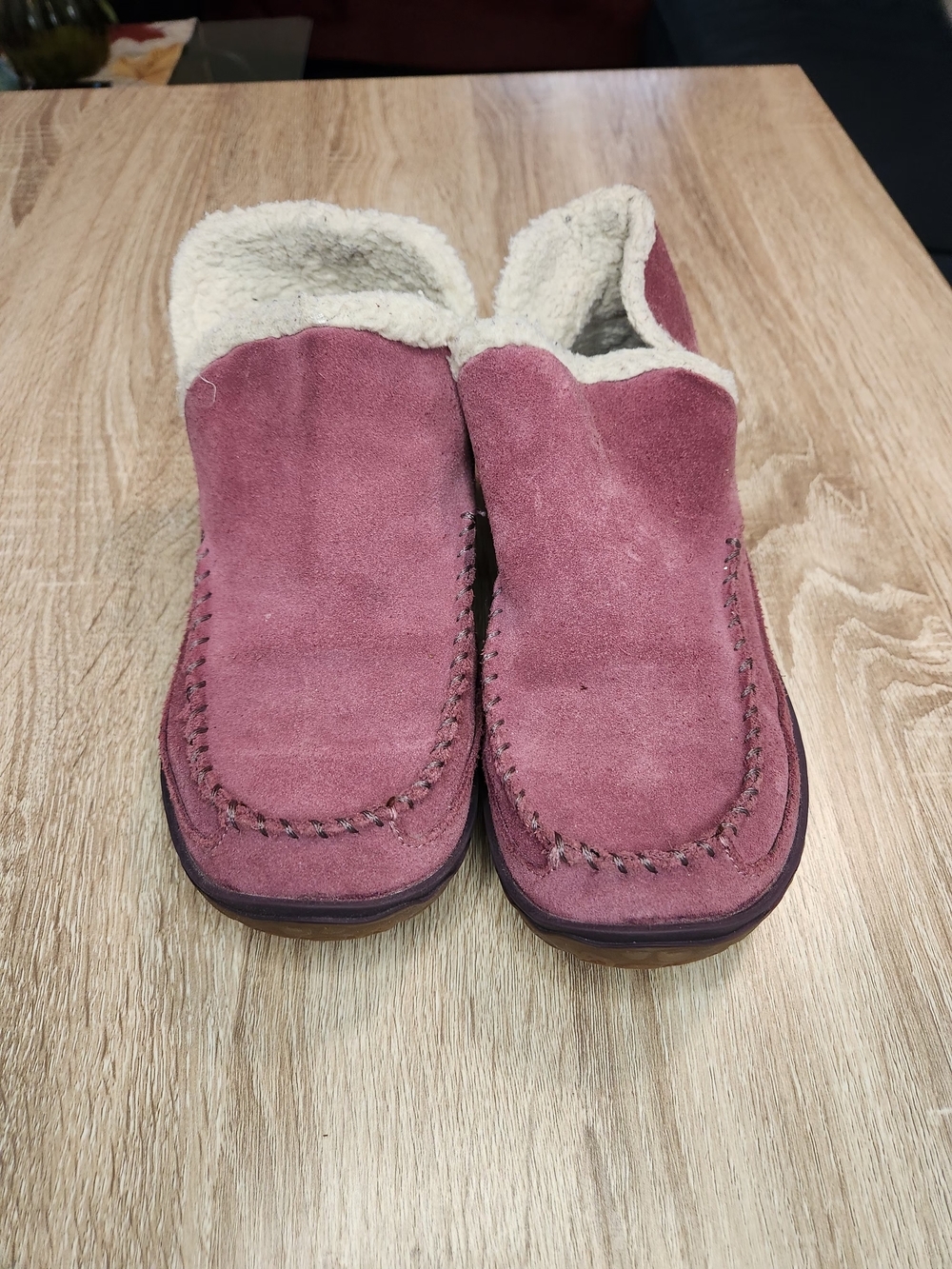 L.L.Bean Pink Suede Shearling Moccasin Boots - Picture 2 of 3